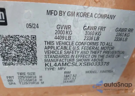 2025 Buick Encore Gx Preferred Awd z USA, uszkodzony, nr VIN KL4AMCSLXSB033378